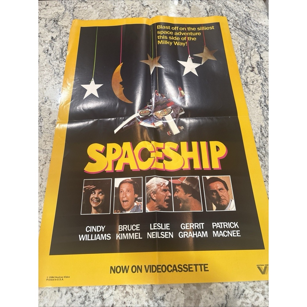 1984 'Spaceship' Movie VHS Video Promo Poster Comedy Leslie Neilsen Adventure